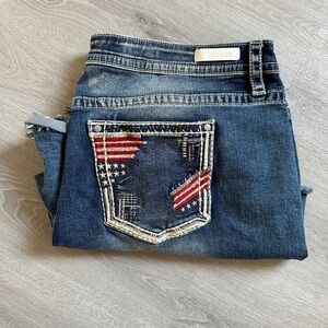Vigoss Blue Denim Jeans with Star and Stripe Patch